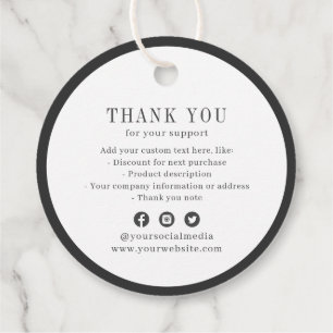 Modern simple charcoal black border company logo favour tags