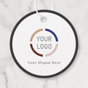 Modern simple charcoal black border company logo favour tags