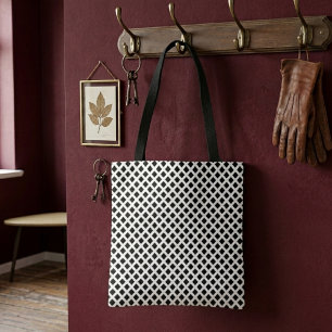Modern simple chequered black white shopping tote bag