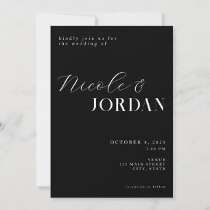 Modern Simple Chic Black and White Wedding Invitation