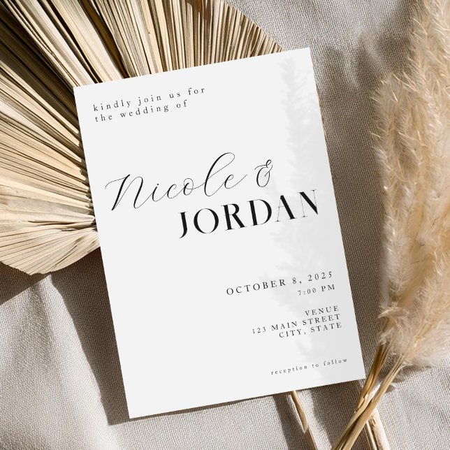 Modern Simple Chic Black and White Wedding Invitation (Creator Uploaded)