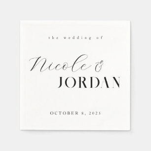 Modern Simple Chic Black and White Wedding Napkin