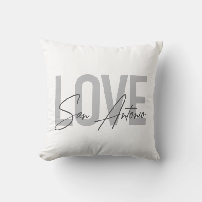 Modern, simple, chic, cool design Love San Antonio Cushion (Front)