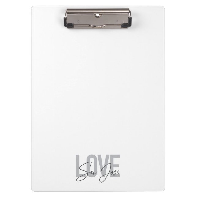 Modern, simple, chic, cool design Love San Jose Clipboard (Front)