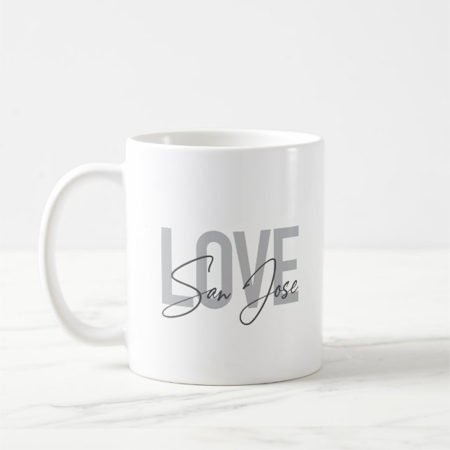 Modern, simple, chic, cool design Love San Jose Coffee Mug (Left)