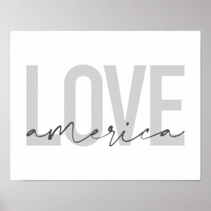 Modern, simple, chic, cool design of Love America Poster