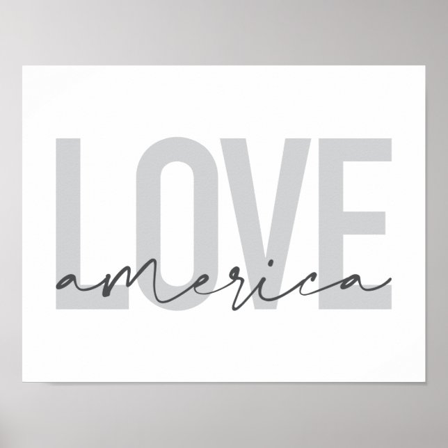 Modern, simple, chic, cool design of Love America Poster (Front)