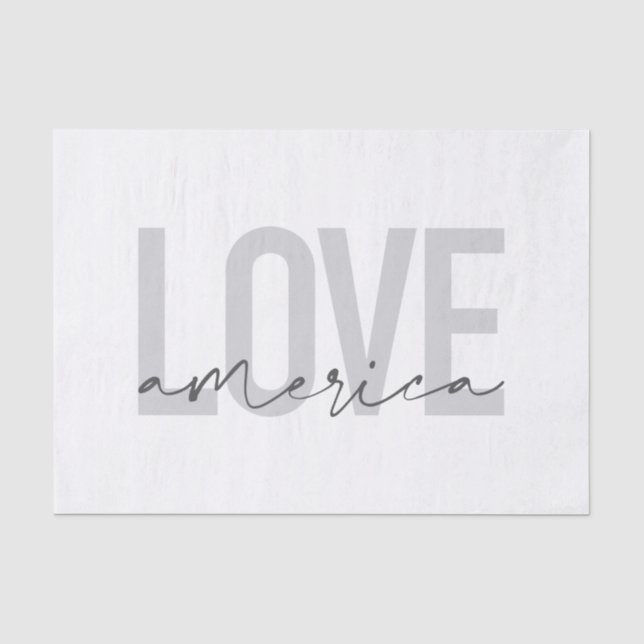 Modern, simple, chic, cool design of Love America Tissue Paper (Front)