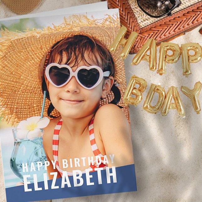 Modern Simple Chic Custom Photo Birthday Greeting Card (Creator Uploaded)