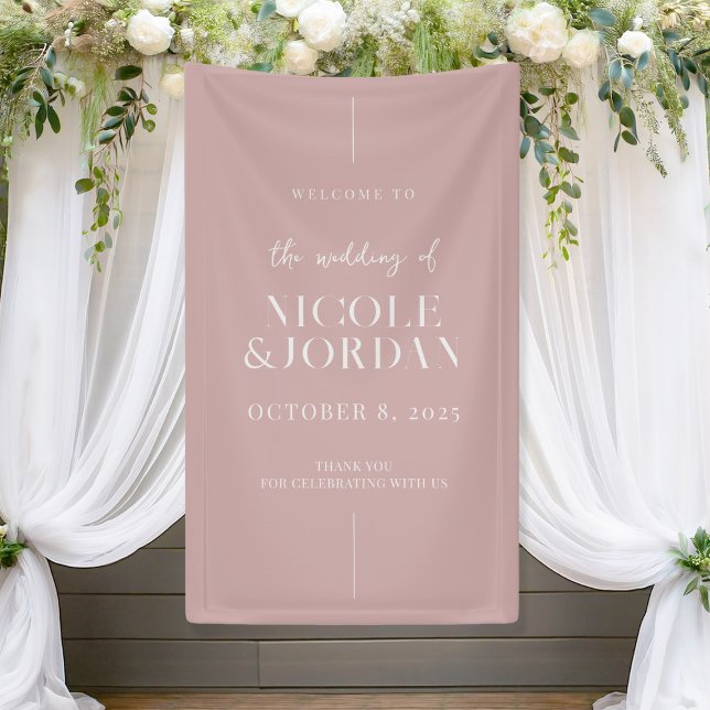 Modern Simple Chic Dusty Rose Wedding Welcome Banner (Creator Uploaded)