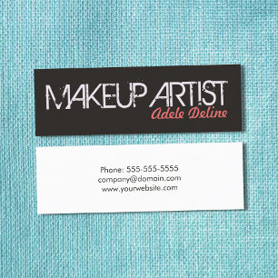 Modern Simple Chic Grey Pale Pink Makeup Artist Mini Business Card