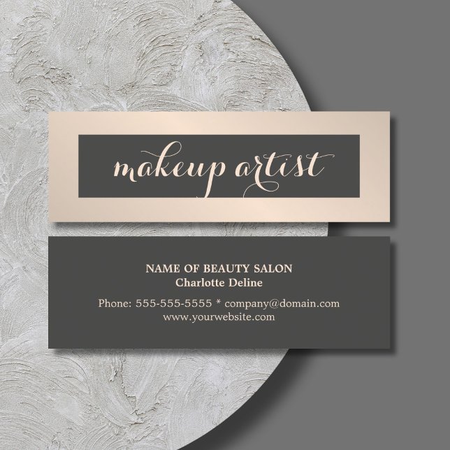 Modern Simple Chic Grey Rose Makeup Artist Mini Business Card (Creator Uploaded)