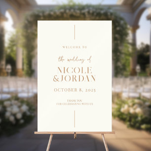 Modern Simple Chic Ivory and Tan Wedding Welcome Acrylic Sign