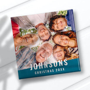 Modern Simple Chic Modern Family Photo Holiday Magnet