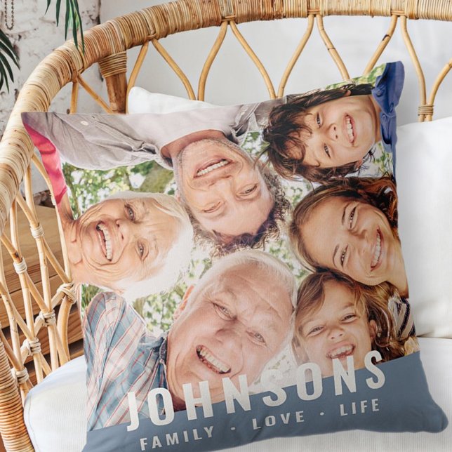 Modern Simple Chic Modern Family Photo Quote Cushion (Creator Uploaded)