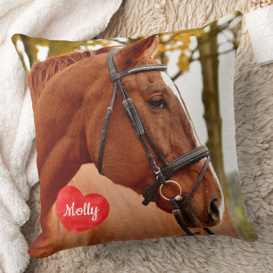 Modern Simple Chic Personalised Pet Horse Photo Cushion