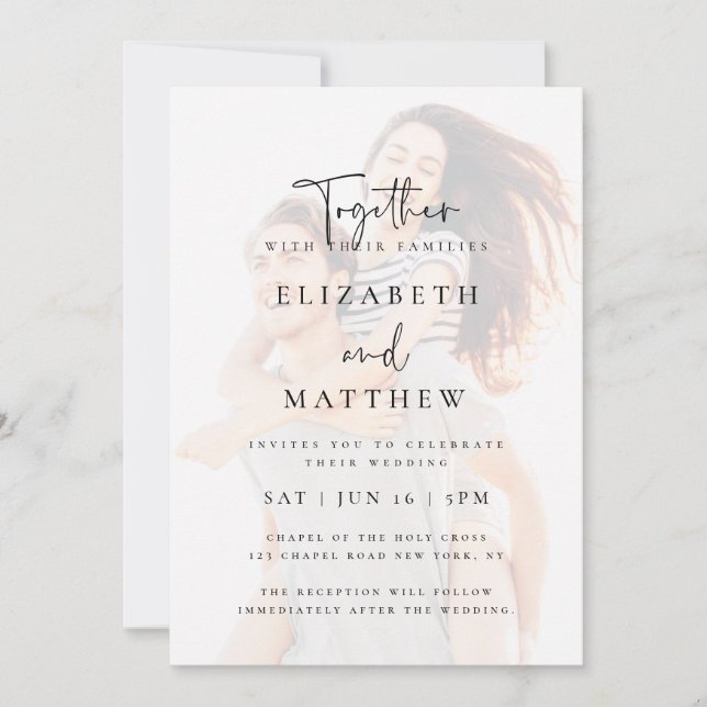 Modern Simple Chic Photo Wedding Invitation (Front)