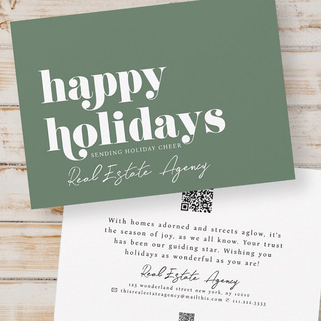 Modern Simple Chic Real Estate Business Holiday Card (Creator Uploaded)