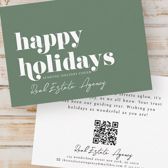 Modern Simple Chic Real Estate Business Holiday Card (Creator Uploaded)