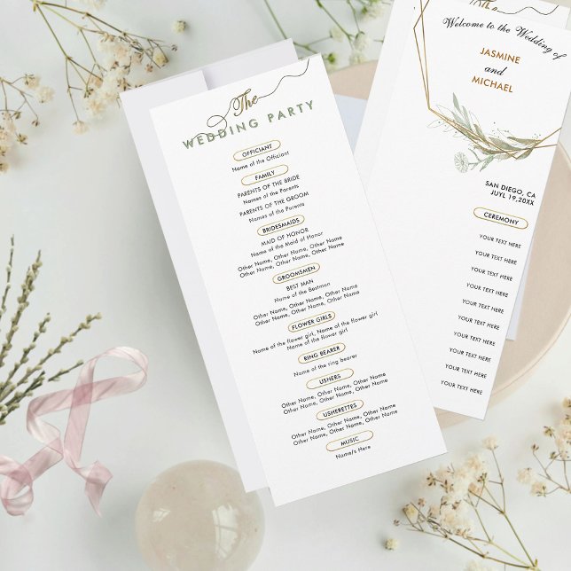 Modern Simple Chic Sage Green Gold Wedding Program (Creator Uploaded)