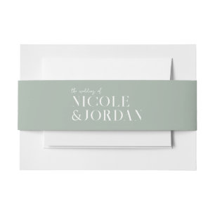 Modern Simple Chic Sage Green Wedding Invitation Belly Band
