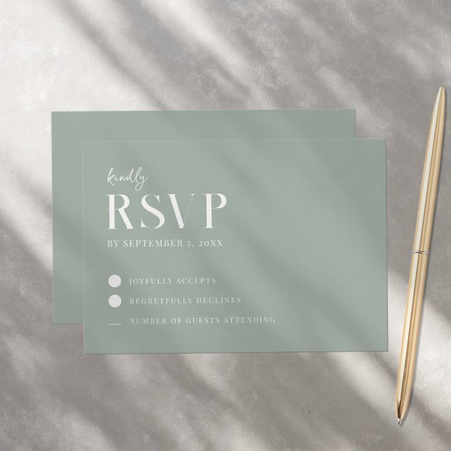Modern Simple Chic Sage Green Wedding RSVP Card (Creator Uploaded)