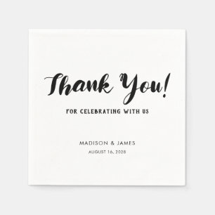 Modern Simple Chic Script Thank You Wedding Napkin