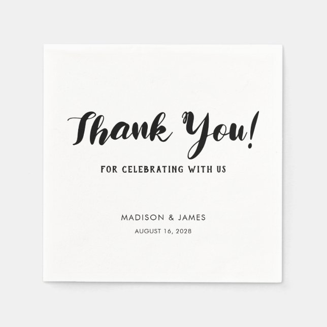 Modern Simple Chic Script Thank You Wedding Napkin (Front)