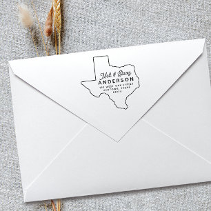 Modern Simple Chic TEXAS State Return Address Rubber Stamp
