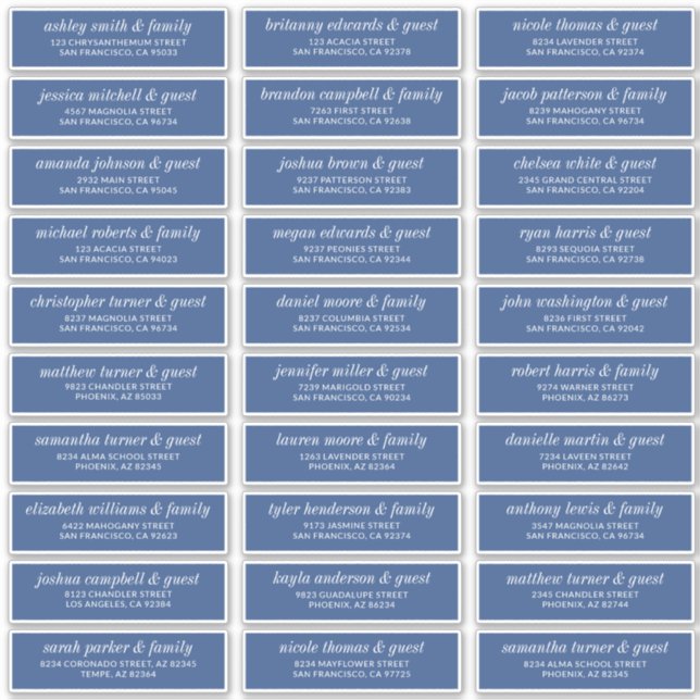 Modern Simple Chic Wedding Guest Names Address (Front)
