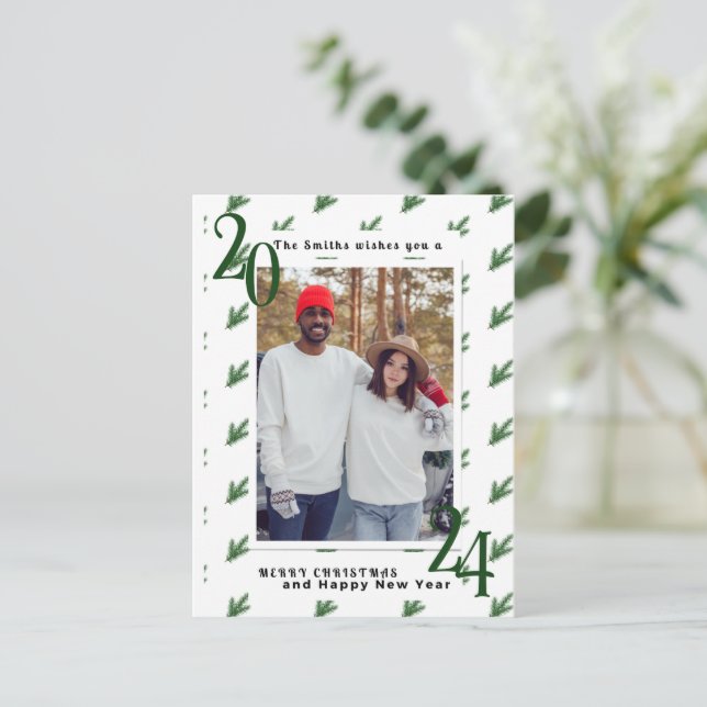 Modern simple Christmas couple Postcard (Standing Front)