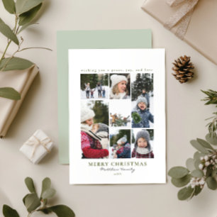 Modern Simple Christmas Family Photo Collage Holiday Card