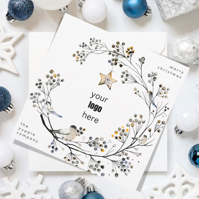 Modern Simple Christmas Organic Business no photo Holiday Card (Creator Uploaded)