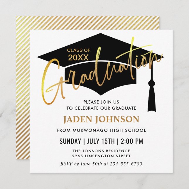 Modern Simple Class of 2024 Graduation Party Invitation (Front/Back)