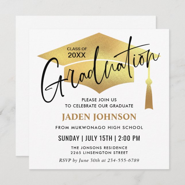 Modern Simple Class of 2024 Graduation Party Invitation (Front/Back)