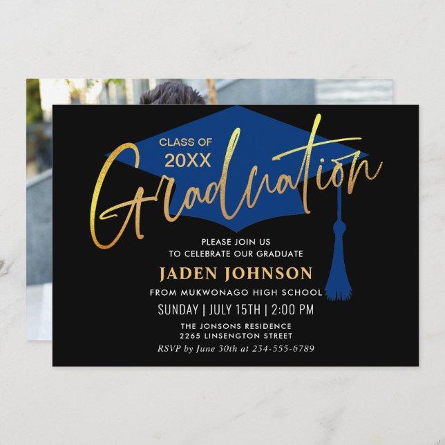 Modern Simple Class of 2024 PHOTO Graduation Party Invitation (Front/Back)