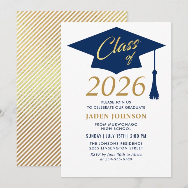 Modern Simple Class of 2025 Graduation Party Invitation (Front/Back)