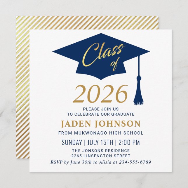 Modern Simple Class of 2025 Graduation Party Invitation (Front/Back)
