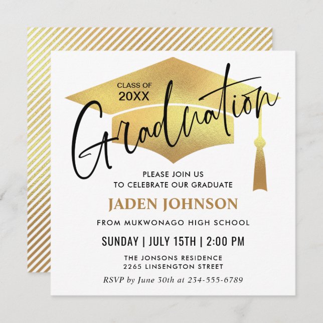 Modern Simple Class of 2026  Graduation Party Invitation (Front/Back)