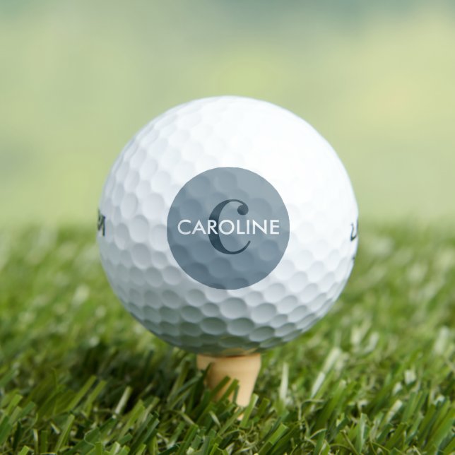 Modern Simple Classic Initial Blue Golf Balls (Insitu Tee)