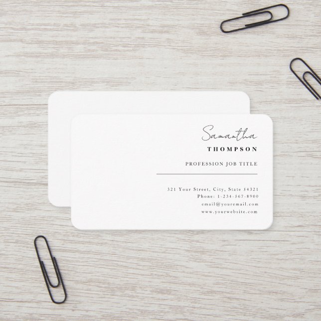 Modern Simple Classic Plain Business Card (Front/Back In Situ)