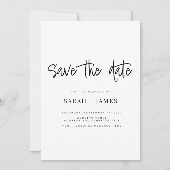 Modern Simple Classy Wedding Save the Date Card (Front)