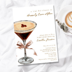 Modern Simple Cocktail Themed Mocha Bridal Shower Invitation