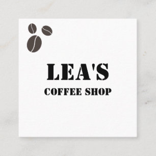 Modern Simple Coffee Shop Brown Coffee Beans Square Business Card