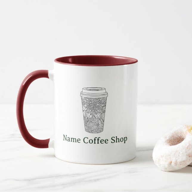 Modern simple coffee Shop Loyalty Card Mug (With Donut)