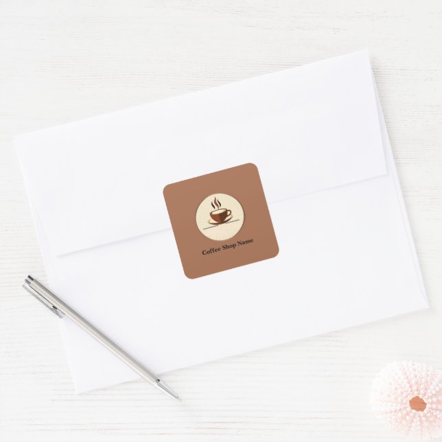 Modern Simple Coffee Shop professional  shop Square Sticker (Envelope)