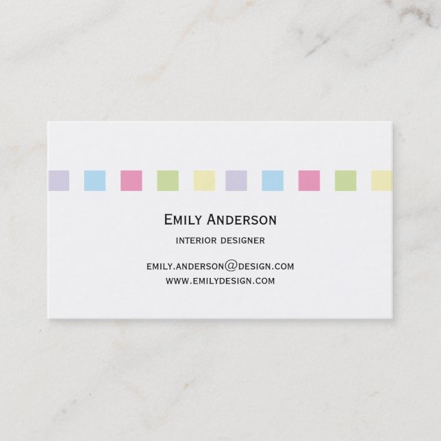 Modern Simple Colour Squares Business Card (Front)