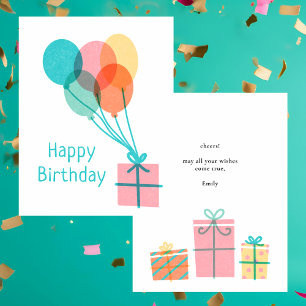 Modern Simple Colourful Happy Birthday Flat Card