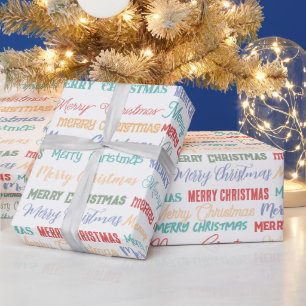 Modern Simple Colourful Typography Merry Christmas Wrapping Paper