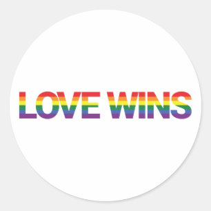 Modern, simple, colourful, vibrant design Love Win Classic Round Sticker